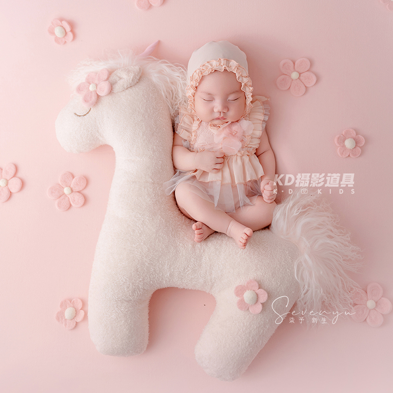 Infant Photography Props Outfit - Sevimli Unicorn Tema Yenidoğan Fotoğraf Sahne