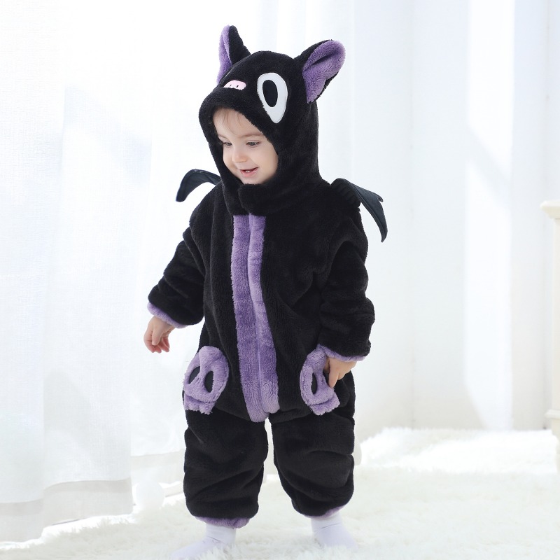 Cotton Baby Onesies Zipper - Yenidoğan Bebek Siyah Mor Kedi Tulumu