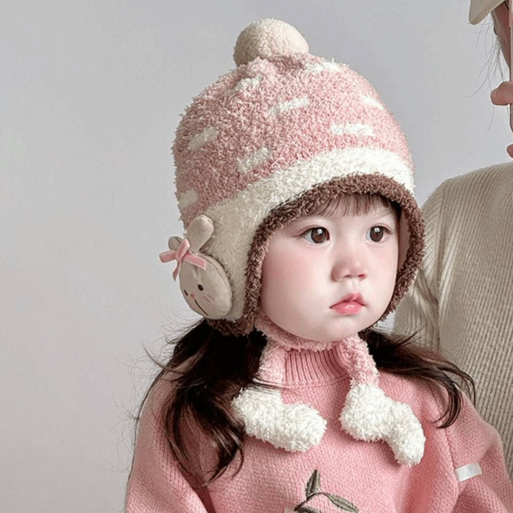 Infant Beanie Hat With Ears - Sevimli Rüzgar Geçirmez Bebek Kulak Koruyucu
