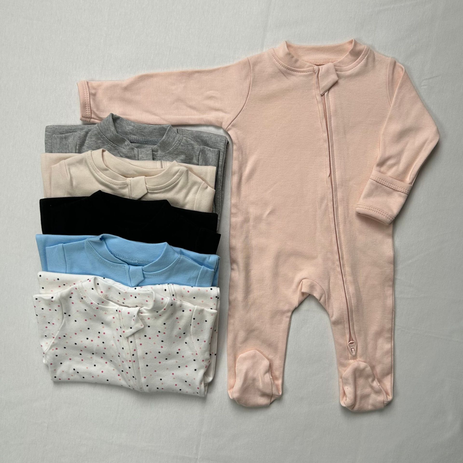 Cotton Baby Onesies Zipper - Uniseks Bebek Üçgen Tulum, Pamuklu Uzun