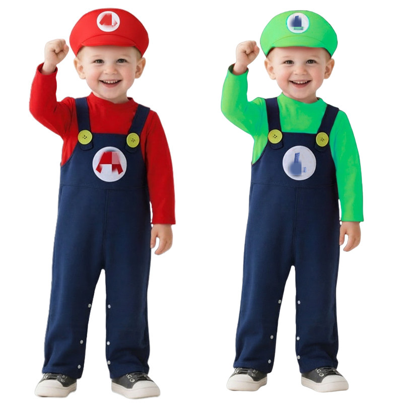 Baby Clothes - Bebek Tesisatçı Kostümü Kırmızı Yeşil Anime