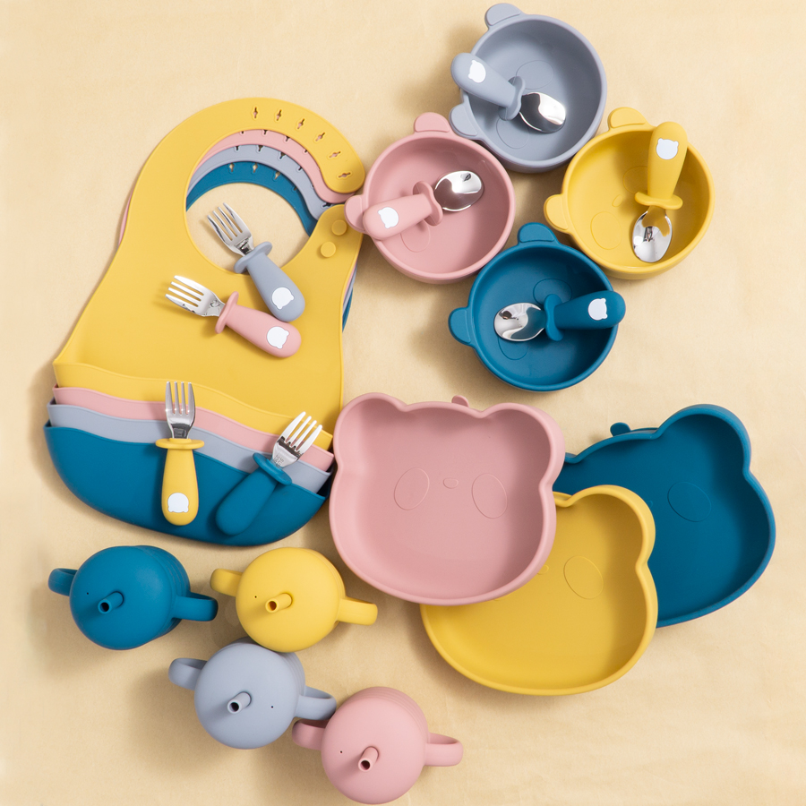 Waterproof Baby Bibs Silicone - Yeni tasarım karikatür hayvan ayı şekli