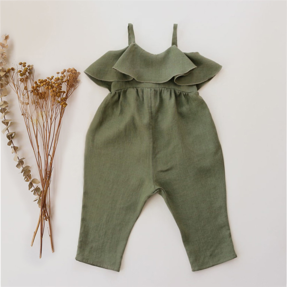 Bebek kız yaz giysileri bebek  - Baby Summer Linen Sleeveless Jumpsuit incelemesi ve fiyatı